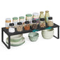 SONGMICS Spice Rack, Expandable Kitchen Countertop Shelf, Small Cupboard Organizer, Metal, Space-Saving Tabletop Shelf, Matte Black UKCS007B01 - color: Matte Black, size: Set of 1