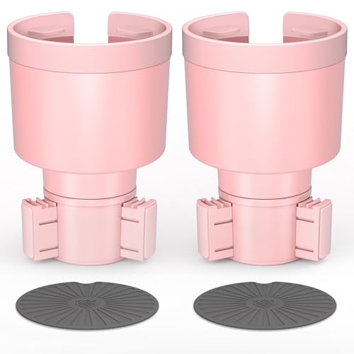 Seven Sparta 2 Pack Car Cup Holder Expander with Offset Adjustable Base, Compatible with Hydro Flasks 32/40 Ounce, Compatible with Yeti Ramblers 20/26/30 Ounce, Other Bottles in 3.4"-3.8" (Pink) - color: Pink, size: Medium*2