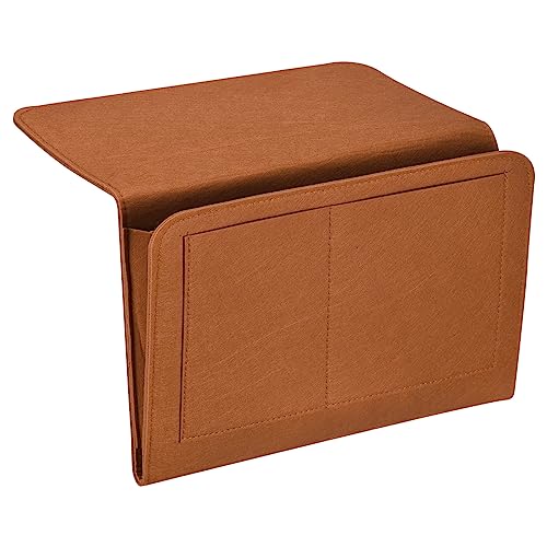 PATIKIL 13in Bedside Caddy, Bed Caddy Bedside Organizer Hanging 5 Pocket Soft Felt Bed Pockets Bedside Storage Organizer Remote Control Holder for Bedroom Phones Glasses, Brown - color: Brown, size: 12.6*8.6inch