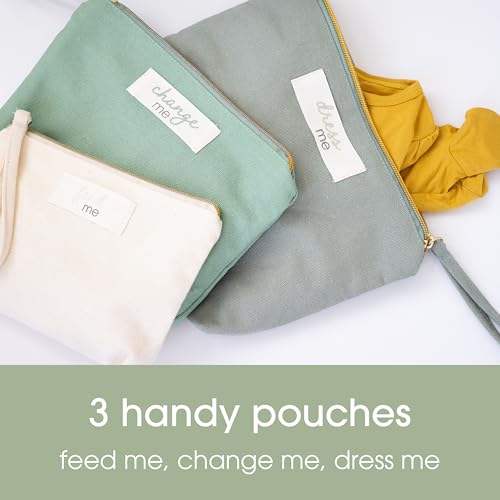 Pearhead Mommy and Baby Things Pouch Set, Canvas Zipper Organizer Bags for Diaper Bag and Travel, Cosmetic and Makeup Bag for Mom - color: Baby Travel Pouch Set