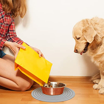 3 Pieces Silicone Pet Food Mat Feeding Mat for Dog and Cat Bowl Placemat Preventing Food and Water Overflow Suitable for Medium and Small Pet(7.1 Inch,Blue, Gray, Black)
