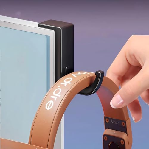 Headphone Hanger, Auxiliary Hook for Headphones and Computers, Space-Saving Wall Mount Stand for Office Workers, Home and Gaming Room, Black - color: Black