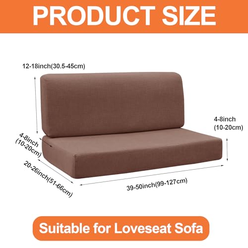 FUANGUI RV Dinette Cushion Covers Stretch Camper Cushion Cover Booth Seats Replacement RV Cushion Covers Washable Sofa Furniture Protector (Light Brown, 2 Bench Cover & 2 Backrest Cover) - color: Light Brown