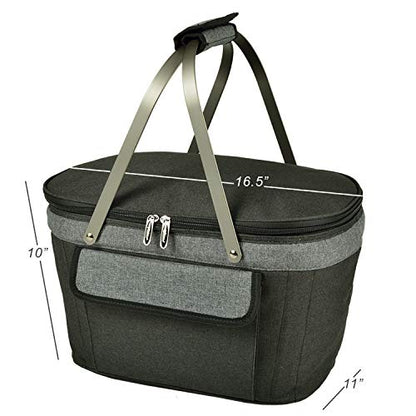 Picnic at Ascot Patented Insulated Folding Picnic Basket Cooler- Designed & Quality Approved in the USA - color: Charcoal