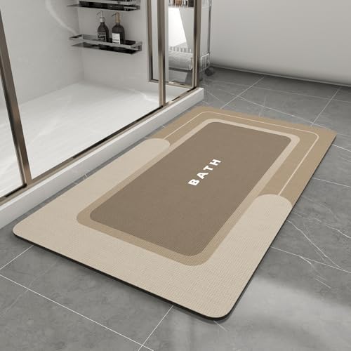 MontVoo Bath Mat-Bath Mat Rug Non Slip Super Absorbent Stain Resistant Quick Dry Thin Bathroom Rug-Bath Mats for Bathroom Floor Bathtub Vanity-Bathmat Bath Rug Easy Care-17"x27",Beige - color: Beige, size: 17"x27"(rectangular)