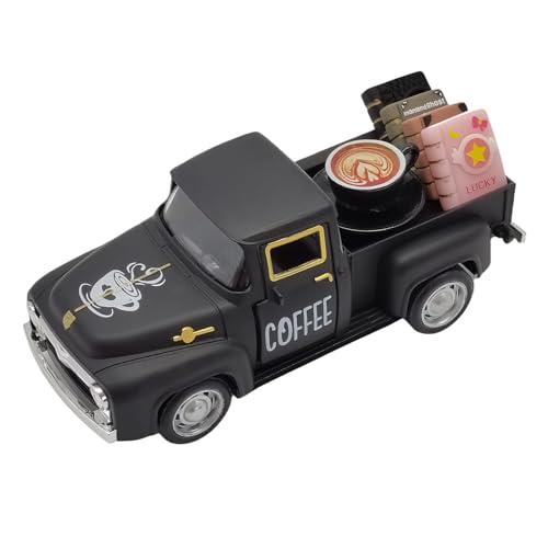 Coffee Bar Decor Vintage Mini Metal Pickup Truck Decor with Book Accessories for Coffee Station, Farmhouse Tiered Tray Tabletop Decorations for Home Kitchen, Office, Cafe - color: Coffee-black