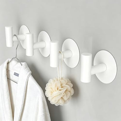 Heavy Duty Towel Hooks, Stainless Steel White Adhesive Hooks for Coat, Bags, Towels, Robes, Hats, Aprons – No Drill Bathroom, Kitchen, Hotel Wall Hooks (4 Pack) - color: White, size: Adhesive "T" Shape- 4 Pack