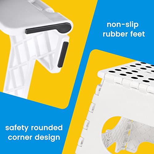 ACSTEP Folding Step Stool for Adults and Kids 11 Height Lightweight Plastic Stepping Stool Foldable Step Stool Hold up to 300lbs Non Slip Collapsible Stool White - color: White, size: 11 Inch( Pack of 1)