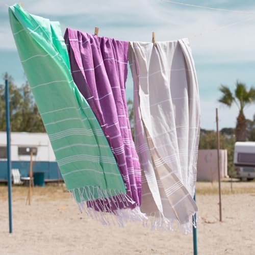 BAY LAUREL Turkish Beach Towel with Travel Bag 39 x 71 Quick Dry Sand Free Lightweight Large Oversized Towels Light - color: Lava With Yellow Floral Bag