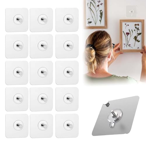 Drill Free Adhesive Hooks, Reusable Heavy Duty Adhesive Wall Mount Screw Free Sticker, Picture Hangers without Nails, Seamless Screws Wall Hangers for Wall Mount,Bathroom,Home,Kitchen,Office (12Packs) - color: 12Packs