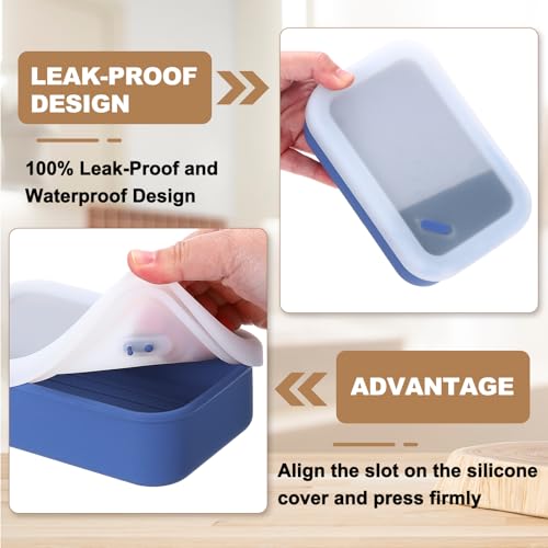 PATIKIL Leakproof Travel Soap Case, Silicone Travel Soap Container with Draining Layer Portable Bar Soap Holder for Bathroom Camping Gym, Translucent Navy Blue - color: Translucent Navy Blue