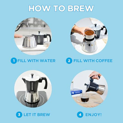 GROSCHE Milano Induction Stovetop Espresso Maker Moka Pot for Greca, Induction, Electric & Gas Stoves, Dishwasher Safe Stovetop Espresso Maker | 6 Espresso Cup, Black - color: Induction, Black, size: 6 espresso cups