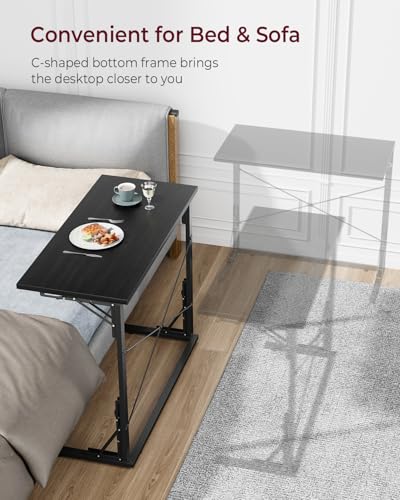 Vantic 31.5" Folding Desk, Foldable TV Tray Table for Eating on Couch, Extra Large TV Dinner Trays, Portable Fold Computer Writing Desk Table for Home Office, Black - color: Black