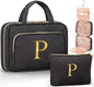 Personalized Gifts for Women, Initial Toiletry Bag Hanging Travel Organizer & Makeup Cosmetic Bag with Embroidery Letter Teacher Appreciation Gift Birthday Mothers Day Gifts for Mom Wife Friend Sister - style: P