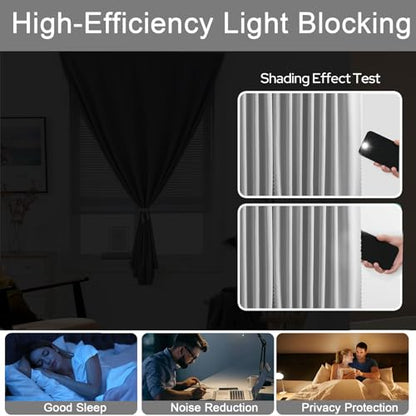 Self Adhesive Curtains - No Drilling, No Rod, Easy to Install Blackout Curtains for Window Blinds,Bedroom(Grey 35 * 59in-1P) - color: Grey, size: 35"W x 59"L (Pack of 1)
