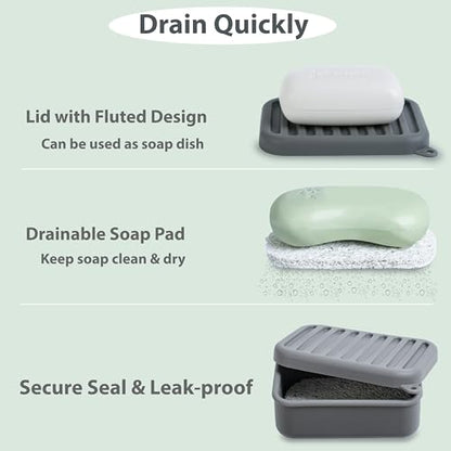 Portable Leakproof Travel Soap Case, Silicone Travel Soap Case, Compact Soap Holder with Drainage Layer, Travel Soap Holder for Camping, Gym, Outdoor (Deep-Gray) - color: Deep-gray