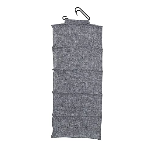 Household Essentials 10 Pocket Double Hang Canvas Shoe Organizer Side‑by‑Side Hanging Storage, Gray - color: Gray
