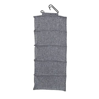 Household Essentials 10 Pocket Double Hang Canvas Shoe Organizer Side‑by‑Side Hanging Storage, Gray - color: Gray