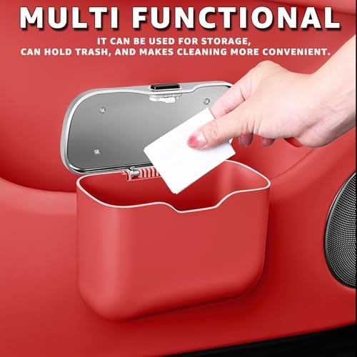HOLDCY Car Trash Can, Waterproof Multi‑Functional Auto Trash Bin for Door/Console/Seat Back, Universal Vehicle Garbage Can for Car/Truck/SUV Drivers (Red) - color: Red