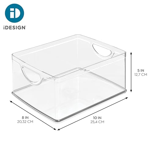 iDesign Plastic Stackable Kitchen Cabinet Storage Bin, Clear | With Handles, Pantry Organizer - style: Pack of 1