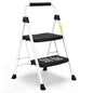 SocTone 2 Step Ladder, Folding Step Stool for Adults with Handle, Lightweight, Perfect for Kitchen& Household, 500lbs Capacity Sturdy Steel Ladder, White - size: 2-Step