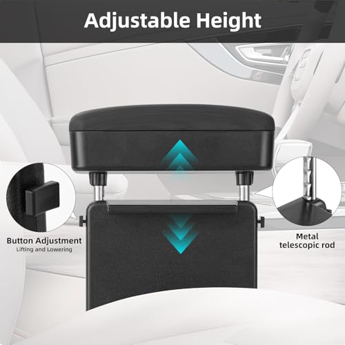 Rupse Car armrest Storage Box,Car Center Console armrest Box,Forearm Wrist Support Adjustable Armrest for Most Car Models - style: Wood grain black