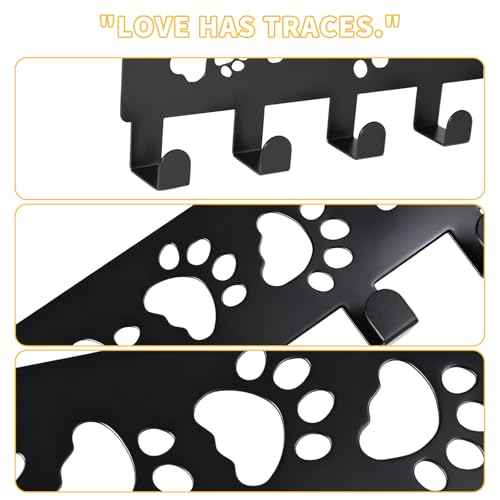 Lyreh Keychain Wall Mount, Metal Wall Mount Hanger Rack with 8 Hooks Dog Paw & Bones Design Animal Leather Belt Rack for Entrance Corridor Kitchen Decoration - style: Paw prints