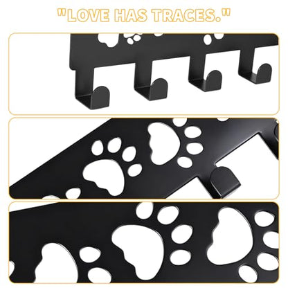 Lyreh Keychain Wall Mount, Metal Wall Mount Hanger Rack with 8 Hooks Dog Paw & Bones Design Animal Leather Belt Rack for Entrance Corridor Kitchen Decoration - style: Paw prints