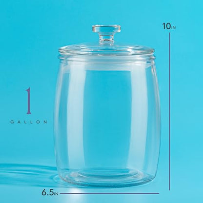 kitchentoolz Large Glass Cookie Jar with Airtight Lid - 1 Gallon Storage Container for Candy, Flour, Sugar, Pet Food & Dog Treat Canister - Pack of 1