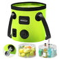 Collapsible Bucket with Handle 5.3 Gallon Container Folding Water Bucket Portable with 2 Clear Wash Basin for Camping Fishing Travelling Outdoor Gardening 20L Green