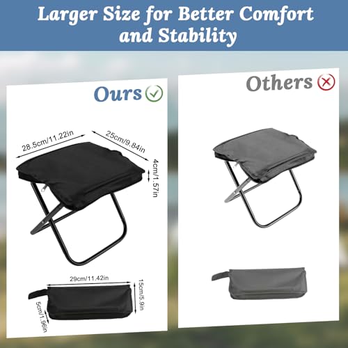 Collapsible Stool, 12Inch Portable Compact Folding Stool for Adult, Ultralight Foldable Chair Pocket Size Carry for Camping, Hiking, Fishing, Travel, Outdoors, Supports 198 Lbs