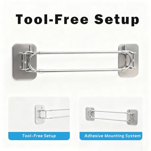 TAOPOWER RV Shower Corner Storage Bar – Adjustable Stainless Steel Rod, No Tool Install, Camper Bathroom Organizer for Full-Time RV Living Must Have Accessories, Protect Your RV’s Value（2Pcs）