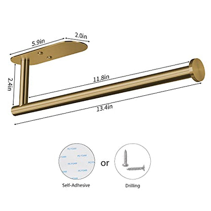 VAEHOLD Adhesive Paper Towel Holder Under Cabinet Wall Mount for Kitchen Paper Towel, Paper Towel Roll Holder Stick to Wall, Stainless Steel (Gold) - color: Gold
