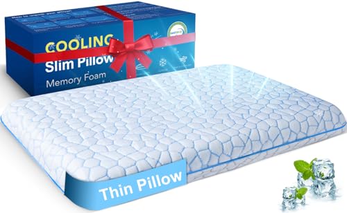 Ultra Thin Flat Pillows for Sleeping,Cooling Slim Memory Foam Pillow 2.25 in Height Ultra Thin Pillow,Low Profile Sleeper Pillows for Stomach Sleeper for Neck and Back Support Stomach sleeping pillow - size: Ultra Slim (2.25-Inch Height)