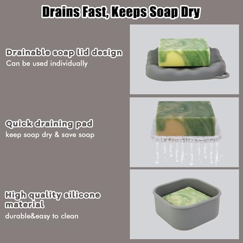 Square Travel Soap Case, Bar Soap Holder for Dr Squatch, Silicone Soap Case with Soap Saver, Portable Shampoo Bar Soap Box for Shower, Travel, Camp (Dark Gray) - color: Dark Gray