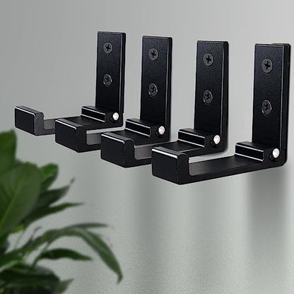 OHIYO Folding Coat Hooks 4pcs Foldable Hook Wall Mounted for Hanging Coat, Jacket, Towel Heavy Duty Wall Hooks Aluminum Alloy Fold up Hooks Headphones Holder Bearing Load 33lb (Black) - color: Black-4 Pack