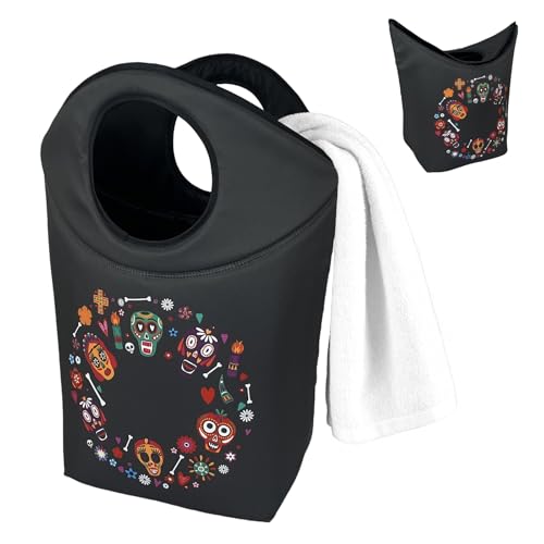 18"x17"x9.5" Collapsible Laundry Hamper, Foldable Fabric Laundry Basket with Soft Handle, Waterproof Portable Storage Tote for Dorm, Bathroom, Bedroom, Travel - color: Skeleton-6, size: 17"L x 9.5"W x 18"H