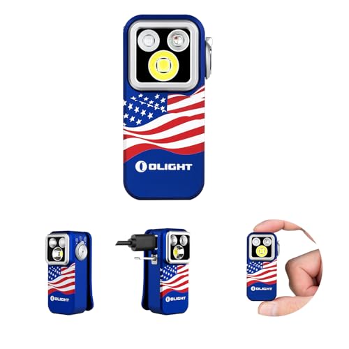 OLIGHT Oclip Pro S EDC Flashlight Clip-on Light, 600 Lumens Type-C Rechargeable with White LED, UV and RGB, Magnetic Flash Lights for Work, Signaling, Inspection and Outdoor Use(Stars&Stripes Edition) - color: Stars & Stripes Edition