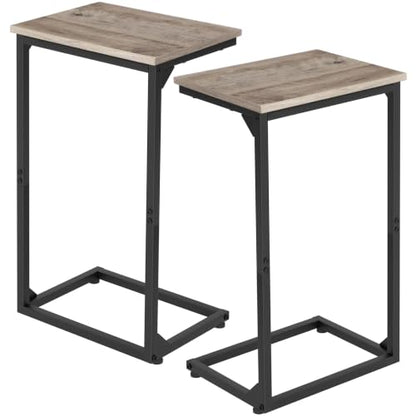 AMHANCIBLE C Shaped End Tables Set of 2, Couch Side Tables that Slide Under Sofa, Slim TV Trays for Living Room and Bedroom, Narrow Space Saving Laptop Workstation, Grey, HET02BGY - color: Grey