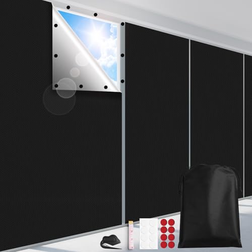 FADOTY Blackout Curtains for Bedroom, Portable 100% Black Out Window Cover Film, Cuttable Blackout Shades Fabric Sheet, No Drill Window Blinds, Sun Heat Light Blocker for Travel Media Dorm, 57'' W - color: Black, size: 57"W x 40"H