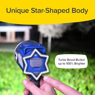 Star Patrol Mega-Bright Rechargeable Spotlight, AS SEEN ON TV, Tactical & Emergency Flashlight, 10 Modes, Turbo Boost Up to 100%, Built-in Kickstand & Phone Charger, for Camping, Emergencies, Walking - style: Star Patrol Basic