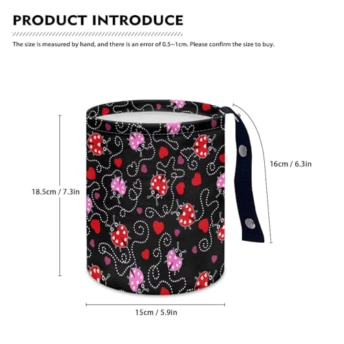 Renewold Car Trash Can Ladybug Print Car Trash Bag Hanging with Adjustable Straps Foldable and Portable Garbage Bin Bedroom Camping Picnic Hiking Beach Storage Orgainzer Desktop Bag Waterproof - color: Ladybug