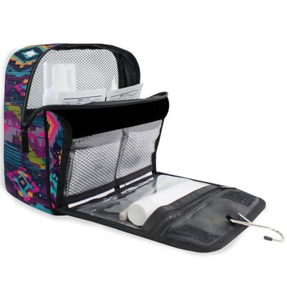 Boho Aztec Hanging Toiletry Makeup Bag Travel Organizers Toiletries Cosmetics Bag for Women Men - color: Aztec