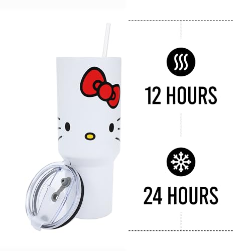 Bioworld Hello Kitty 40 Oz. Stainless Steel Tumbler With Leak-Proof Lid - color: Hello Kitty Face