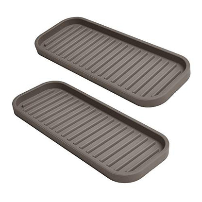 Gosmol Silicone Sponge Holder Kitchen Sink Organizer Tray Dish Caddy Soap Dispenser, Scrubber Spoon Holder,Dishwashing Accessories 2 Pack (Brown) - color: Brown