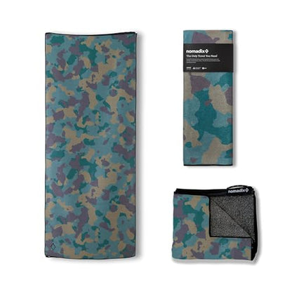 Nomadix Original Towel - Perfect for Beach, Pool, Travel, Camping, Yoga - Made with Recycled Materials - Super Absorbent - Sand Resistant - Camo Green - 72.5" x 30" - color: Camo Green