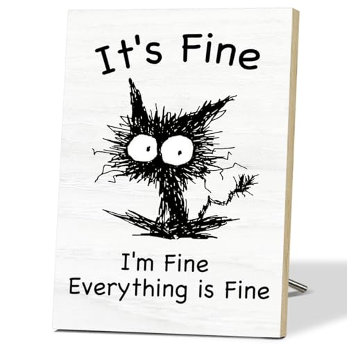 It's Fine Everything Is Fine Inspirational Wall Signs for Mental Health Gifts Wooden Desktop Decor for Inspirational Desk Decor Rustic Wall Art for Office Motivational Gifts for Women - F469 - color: It's Fine