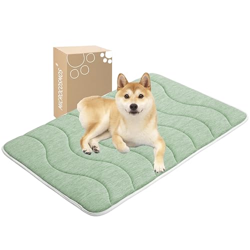 MICROCOSMOS 0.8" Thick Cooling Dog Foam Pad & Summer Pet Sleeping Mat, Machine Washable, Materials Safe, Portable Flat Pet Bed for Dogs.(Green, 36" x 23") - color: Green, size: 36"L x 23"W x 0.8"Th