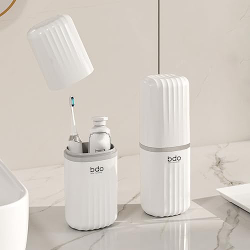 Toothbrush Travel Case & Travel Soap Holder Dish Tray Set of 2, Portable Clear Toothbrush Holders with Cover Leakproof Bar Soap Holder for Traveling School Camping Business Bathroom (1 pc-B-White) - color: 1 Pc-b-white