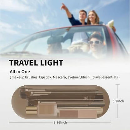 AGIKET Silicone Makeup Brush Holder Travel Cosmetic Bag：Soft Portable Cosmetic Face Brushes Holder with Upgrade Anti-Fall Out Magnetic Closure, Large Travel Makeup Brush Case - Coffea - color: Coffea, style: Brush Holder